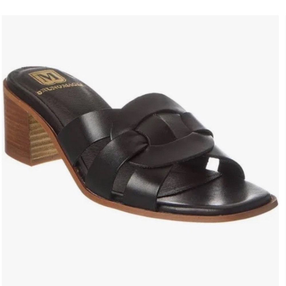 M By Bruno Magli Women's Aria Block Heel Leather Sandals Size 11 - Picture 1 of 10
